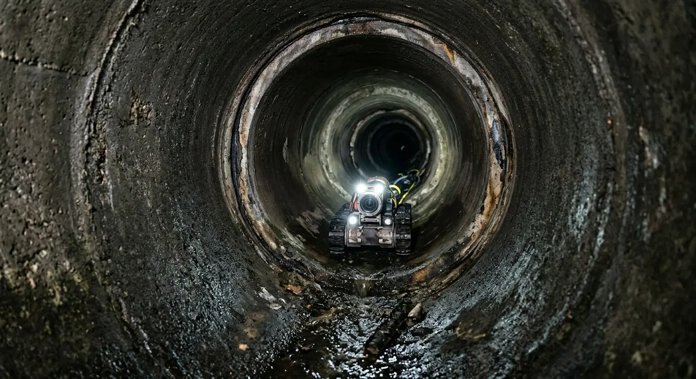 Robotic sewer camera inspecting pipe interior for Sewer Line Cleaning in Greenbriar